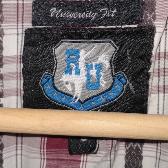 Southwest Rodeo Cowboy Red and White Plaid Button-Up Shirt Small - Picture 3 of 4